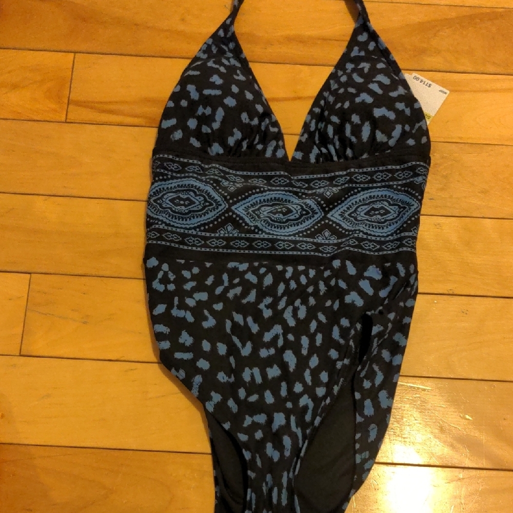 MICHAEL Michael Kors Black and Blue One Piece Swimsuit